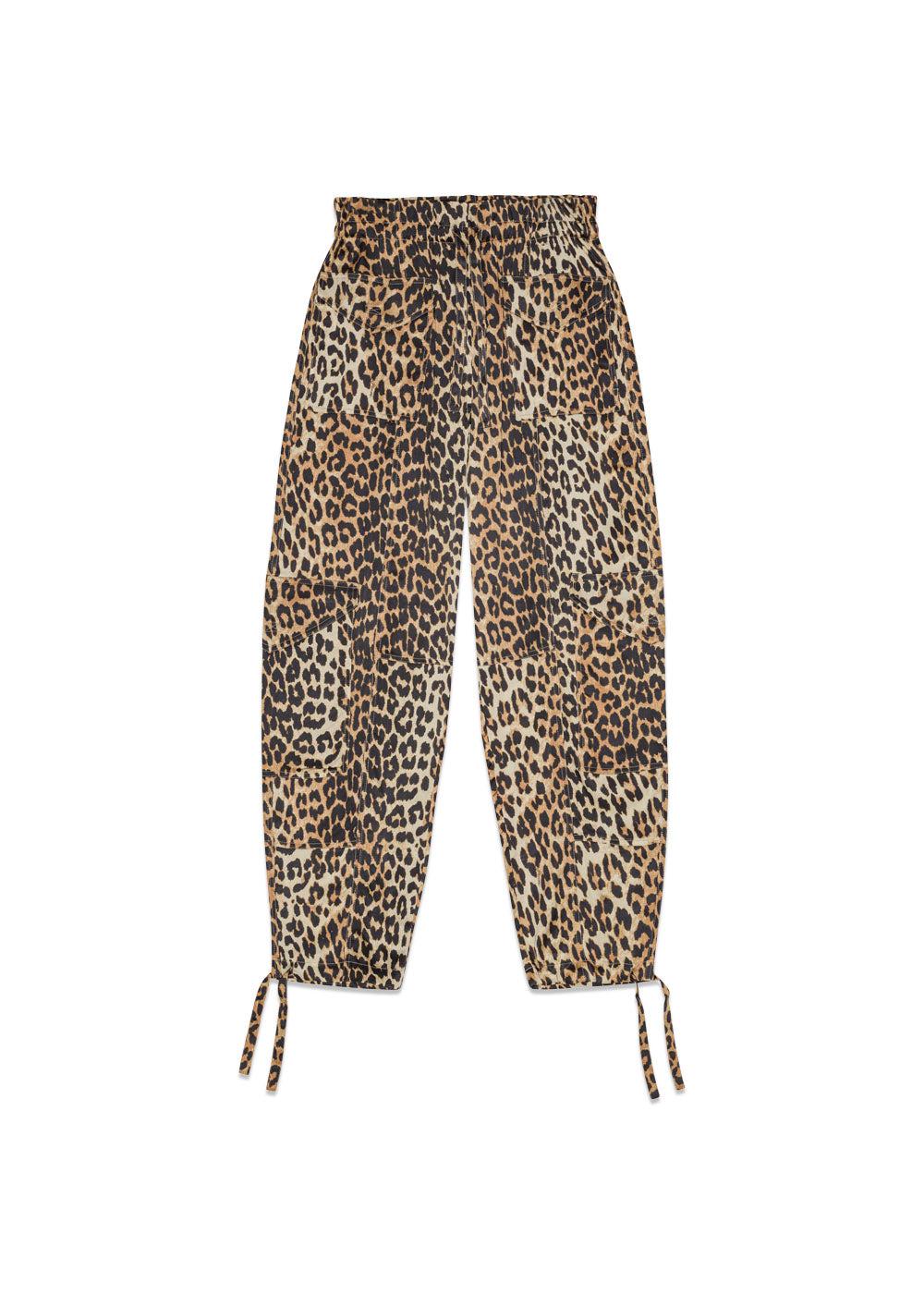 Printed Satin Pants - Leopard-Pants-Ganni-Butler Loftet