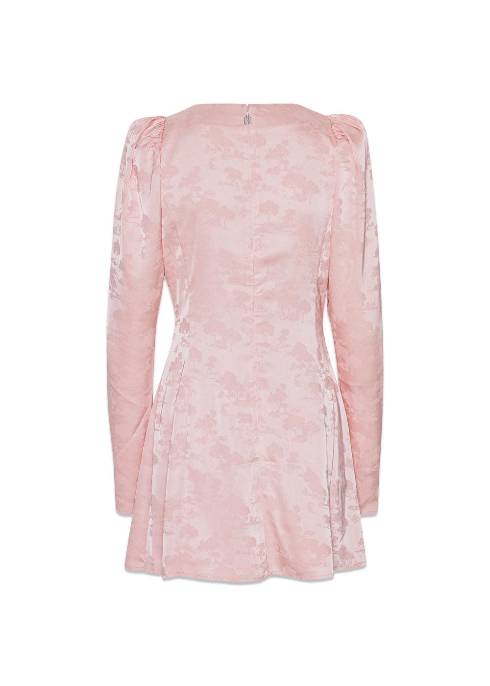 Puff Sleeve Mini Dress - Silver Pink