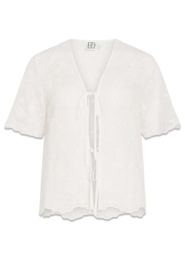 ROUKAIA 2/4 V-NECK TOP - Cloud Dancer-Blouses-ROUGE EDIT-Butler Loftet