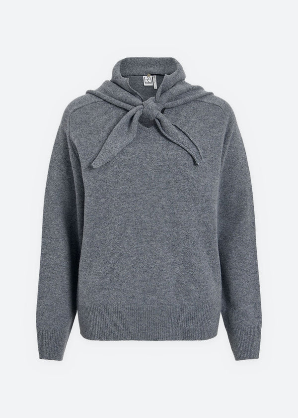 ROUKATE L/S V-NECK KNIT/1 - Dark Grey Melange