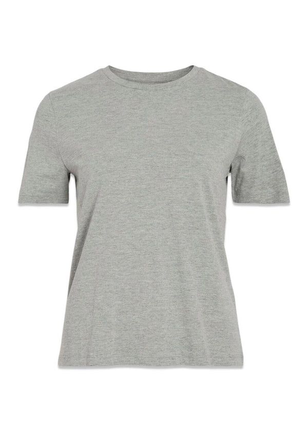 ROUPIMA SS EMB. O-NECK TEE - Light Grey Melange-T-shirts-ROUGE EDIT-Butler Loftet