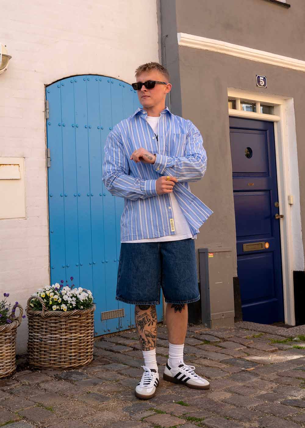 Rami Stone Shorts - Blue-Shorts-Woodbird-Butler Loftet
