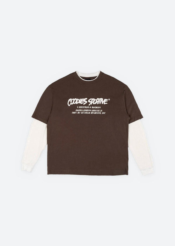 Records Long Sleeve - Brown/Ecru
