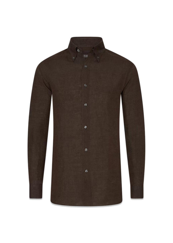 Reg Fit BD Signature Linen - Brown-Shirts-Oscar Jacobson-Butler Loftet