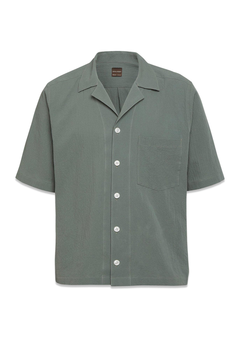 Reg Fit Cuban SS Seersucker Shirt - Balsam Green-Shirts-Oscar Jacobson-Butler Loftet