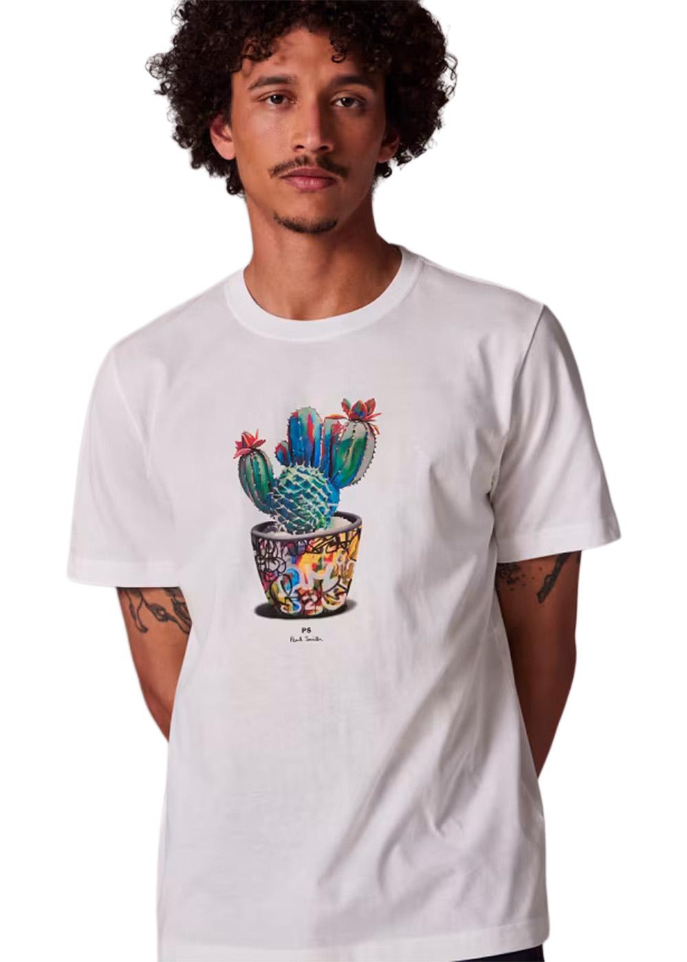Reg Fit T-Shirt Cactus - White-T-shirts-Paul Smith - PS-Butler Loftet