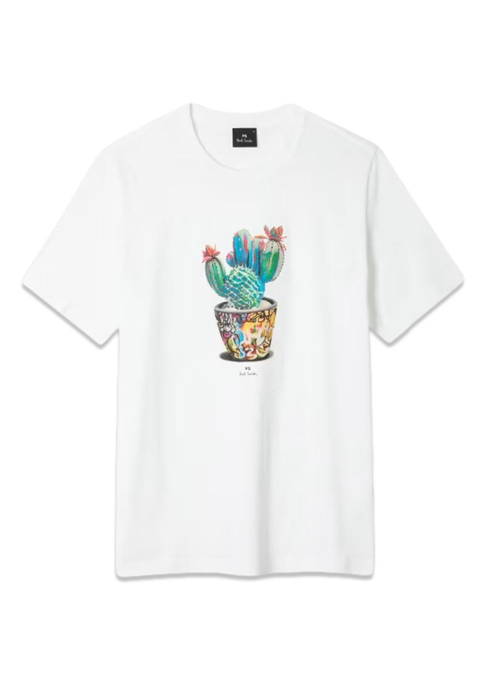 Reg Fit T-Shirt Cactus - White-T-shirts-Paul Smith - PS-Butler Loftet