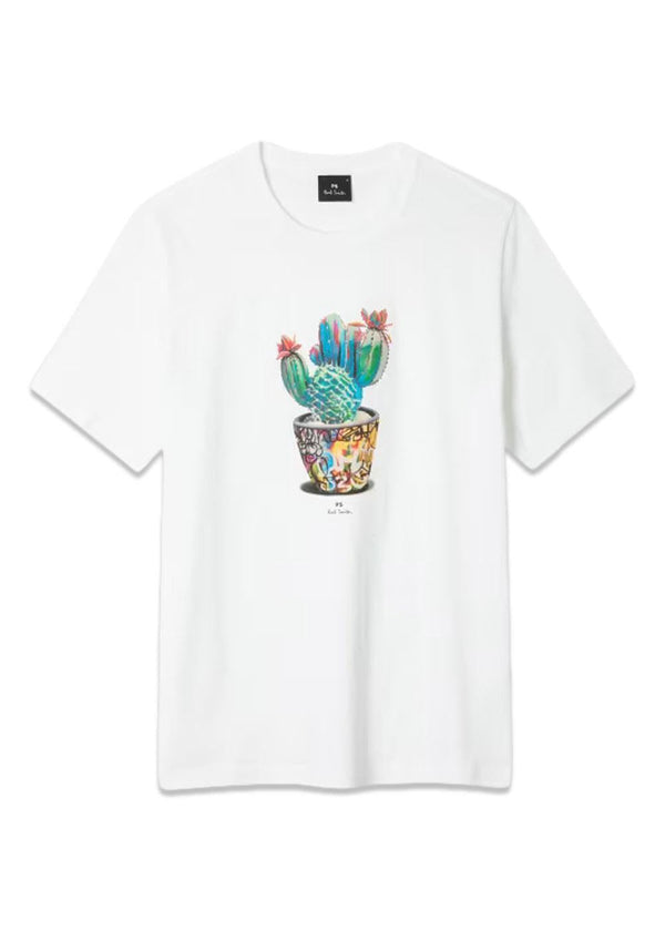 Reg Fit T-Shirt Cactus - White-T-shirts-Paul Smith - PS-Butler Loftet