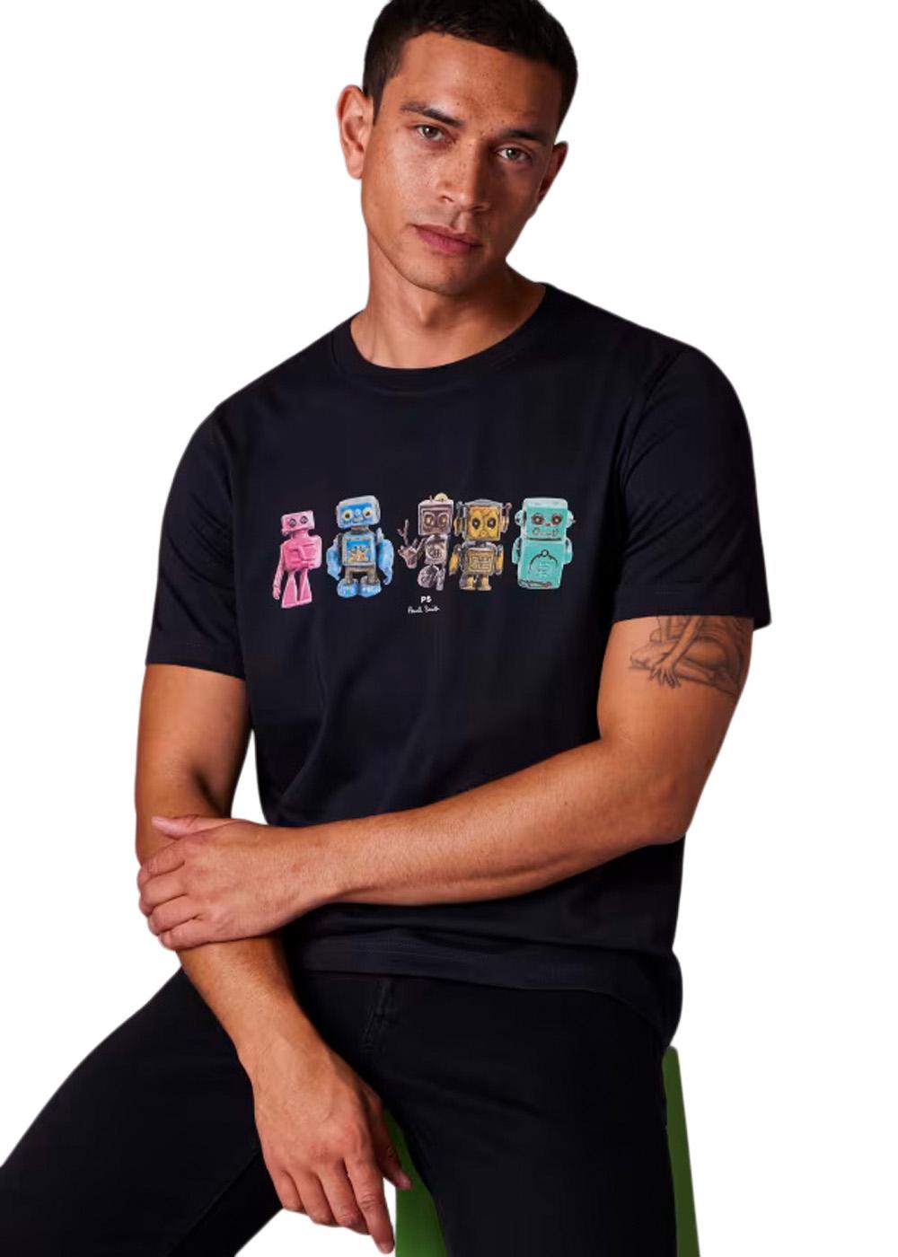 Reg Fit T-Shirt Robots - Very Dark Navy-T-shirts-Paul Smith - PS-Butler Loftet