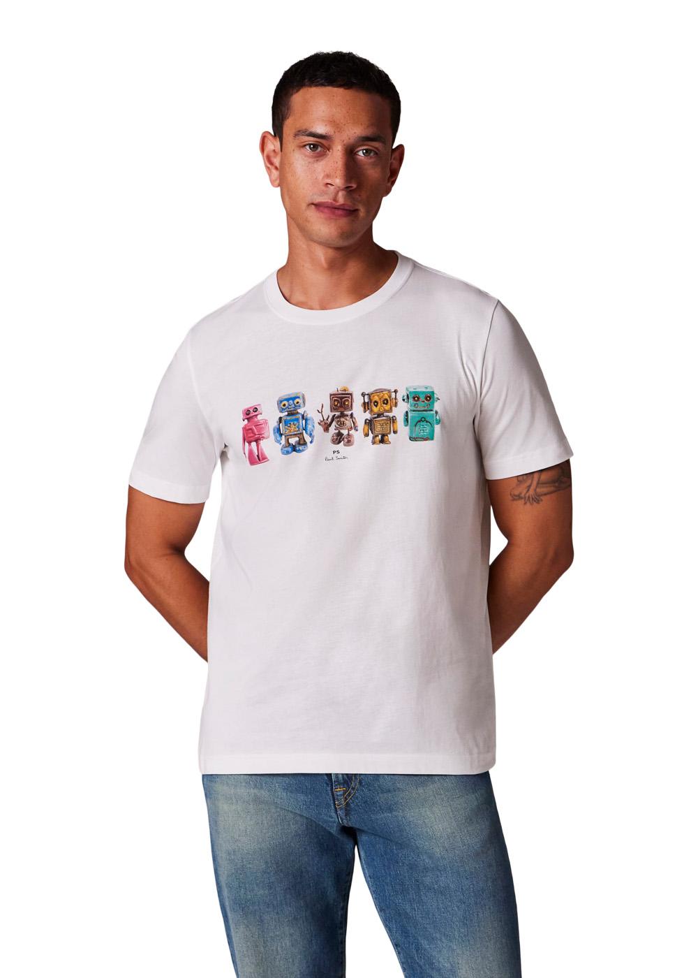 Reg Fit T-Shirt Robots - White-T-shirts-Paul Smith - PS-Butler Loftet