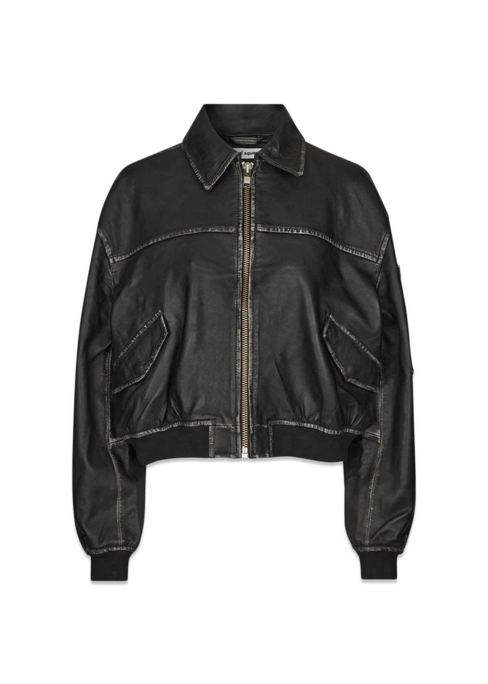 Oval Squares OSRocker Leather Bomber - Vintage Black. Køb overtøj her.