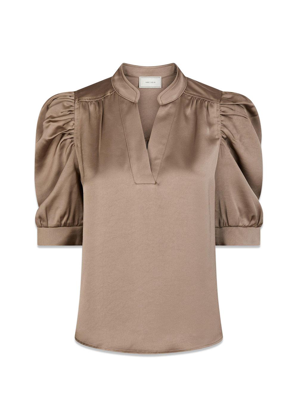 Roella Heavy Sateen Blouse - Dark Taupe-Blouses-Neo Noir-Butler Loftet