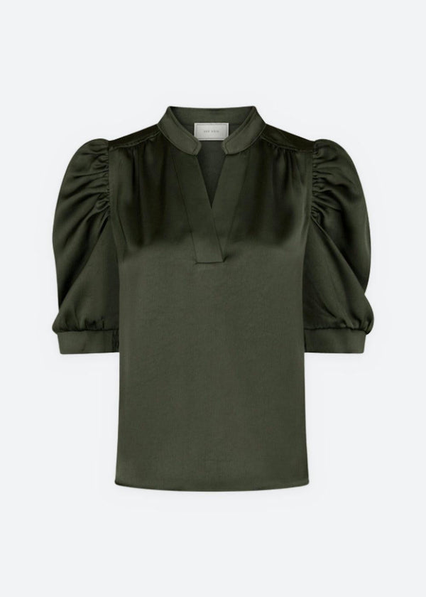 Roella Heavy Sateen Blouse - Deep Green