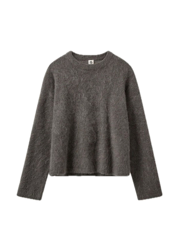 Roma Boyfriend Sweater - Grey Melange-Knitwear-The Garment-Butler Loftet