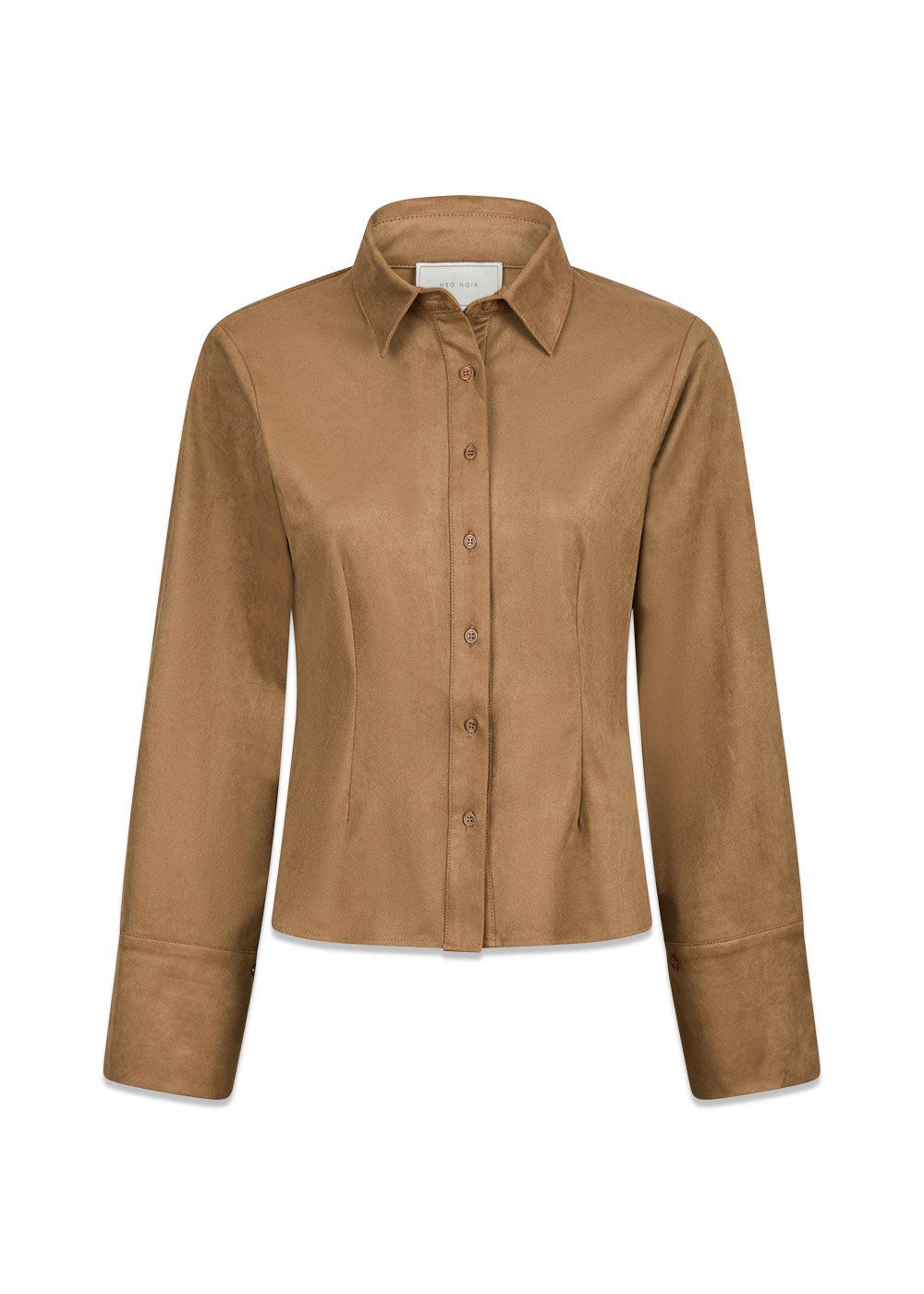 Rosa Faux Suede Shirt - Cognac