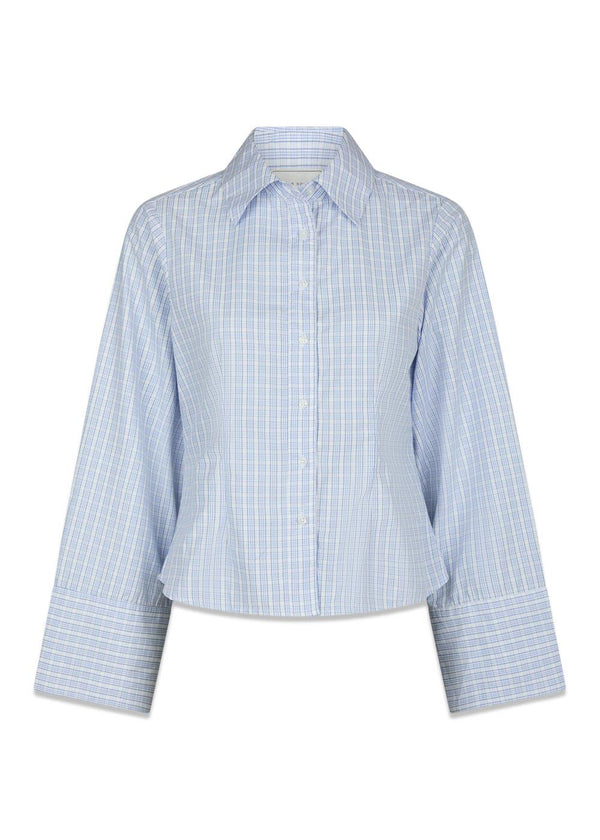 Rosa Light Check Shirt - Light Blue-Blouses-Neo Noir-Butler Loftet