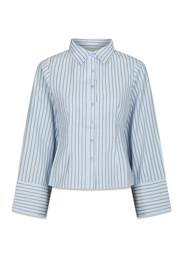 Rosa Striped Crepe Shirt - Blue-Blouses-Neo Noir-Butler Loftet