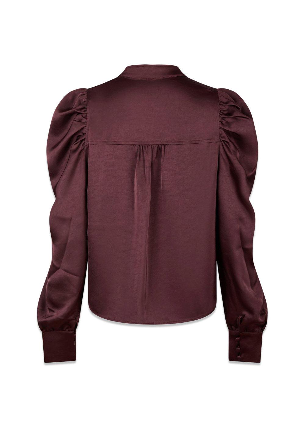 Rosslyn Heavy Sateen Blouse - Burgundy-Blouses-Neo Noir-Butler Loftet