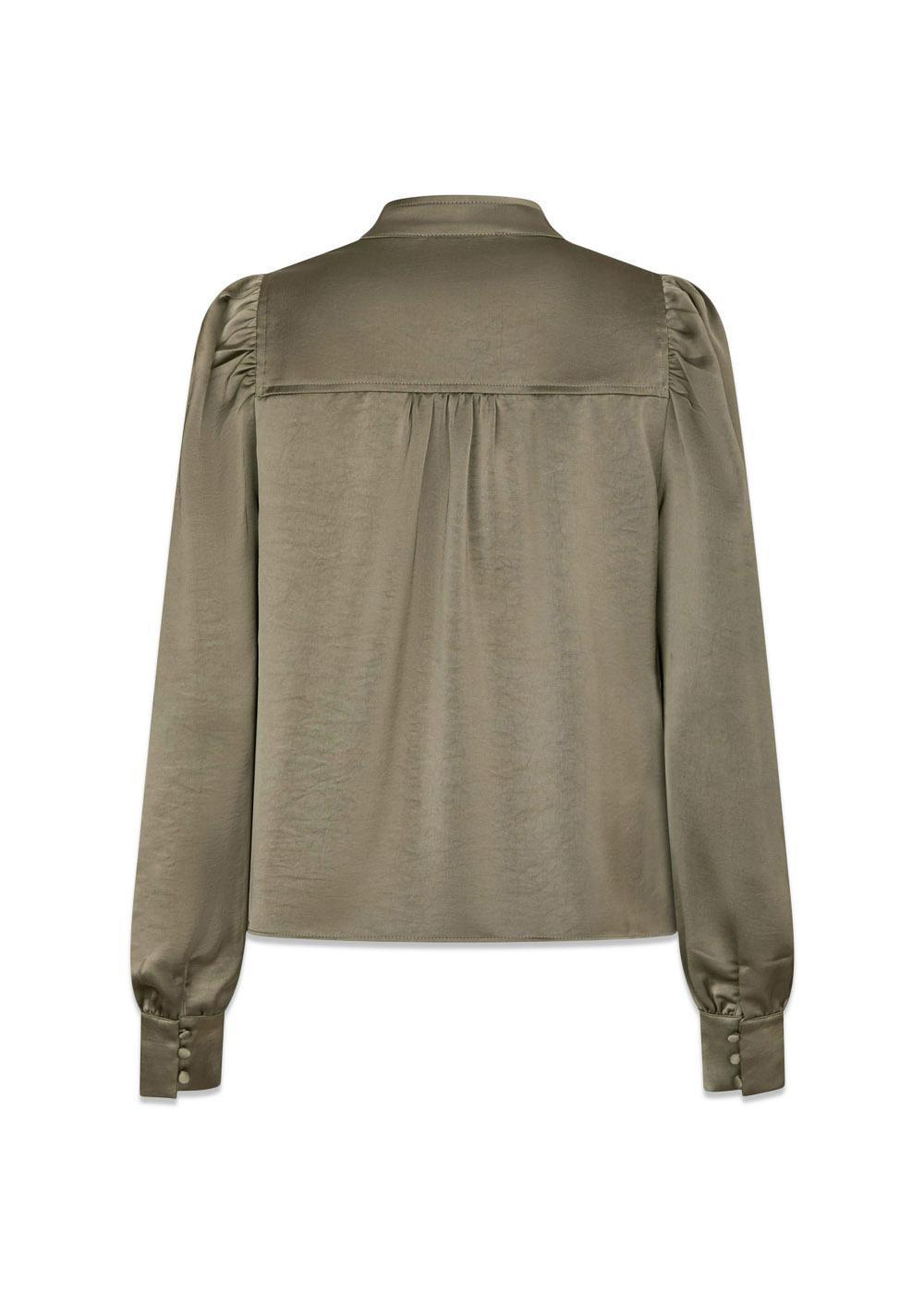 Rosslyn Heavy Sateen Blouse - Cold Army-Blouses-Neo Noir-Butler Loftet
