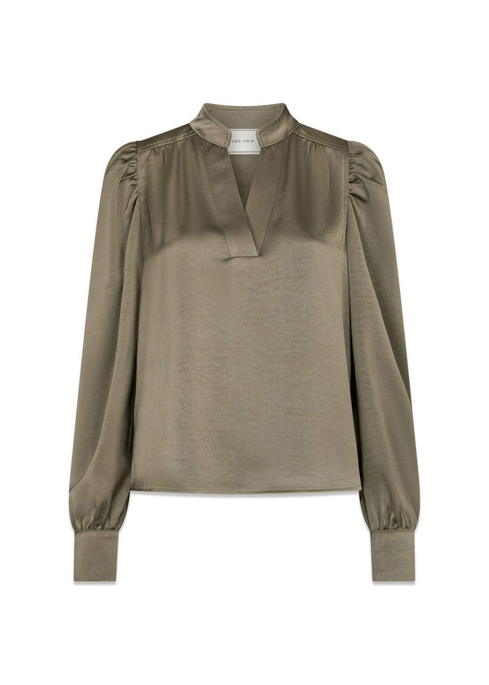 Rosslyn Heavy Sateen Blouse - Cold Army-Blouses-Neo Noir-Butler Loftet