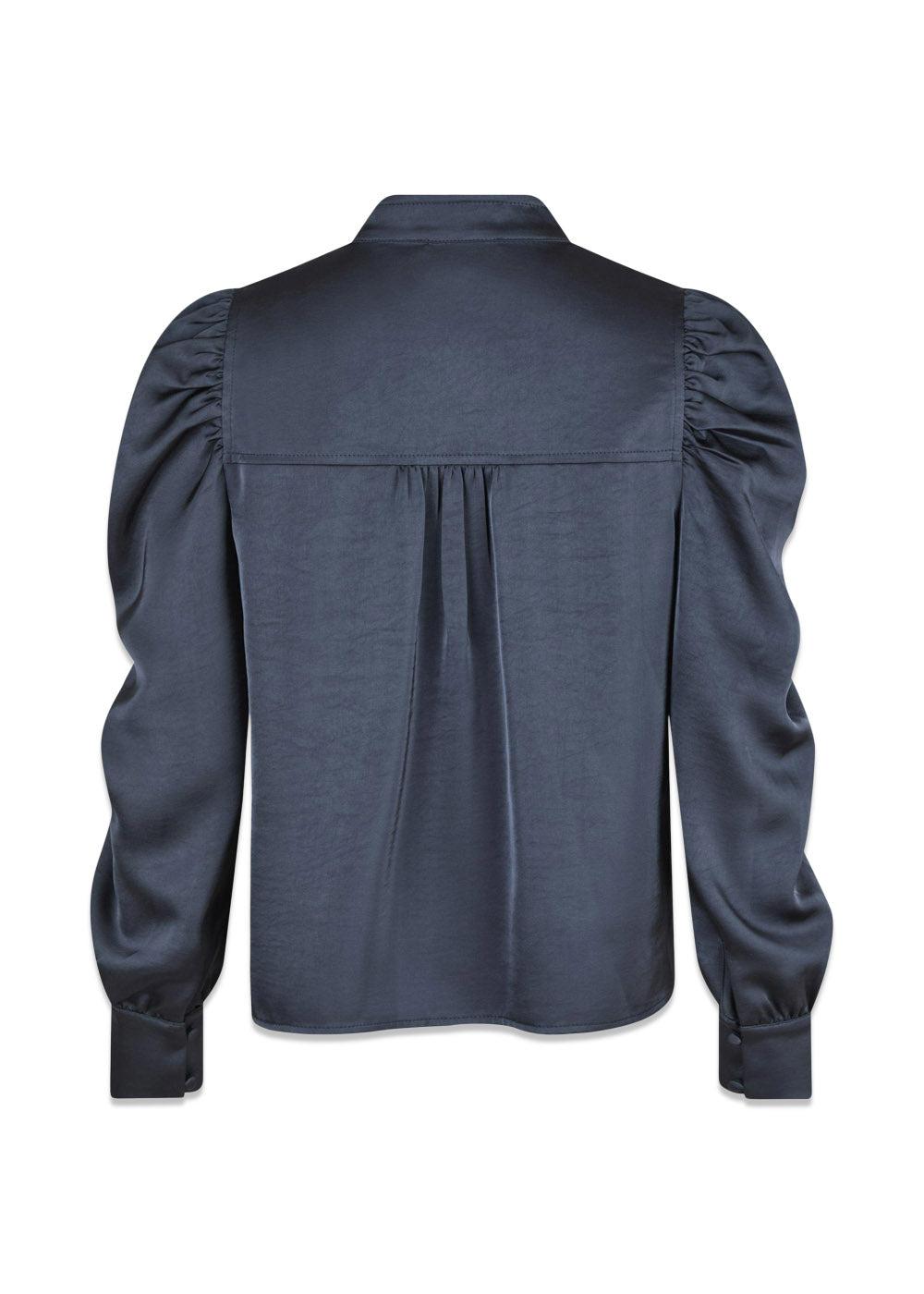 Rosslyn Heavy Sateen Blouse - Midnight Blue-Blouses-Neo Noir-Butler Loftet