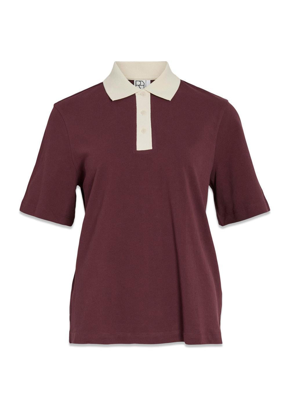 Roumagalie 2/4 polo - Chocol/Birch-Blouses-ROUGE EDIT-Butler Loftet
