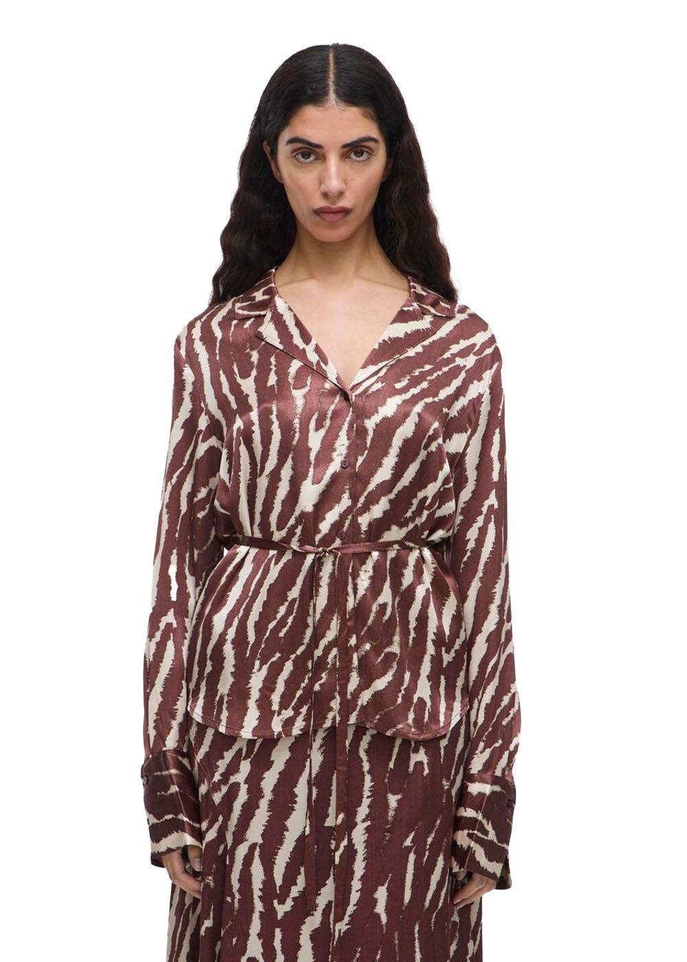 Roushiana LS printed collar shirt - Decadent Choco/Birch-Shirts-ROUGE EDIT-Butler Loftet