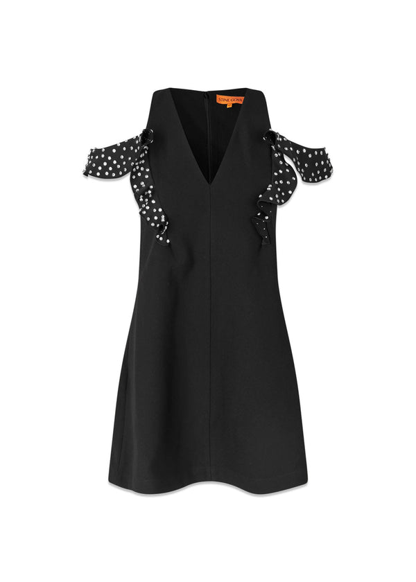 Ruffle Sleeve Mini Dress - Black-Dress-Stine Goya-Butler Loftet