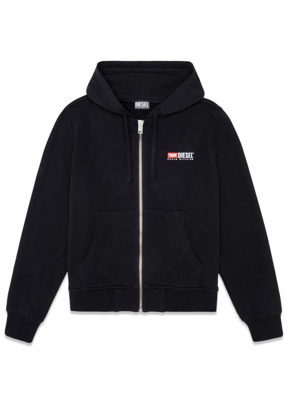 S-GINN-HOOD-ZIP-DIV SWEAT - Black Black Black