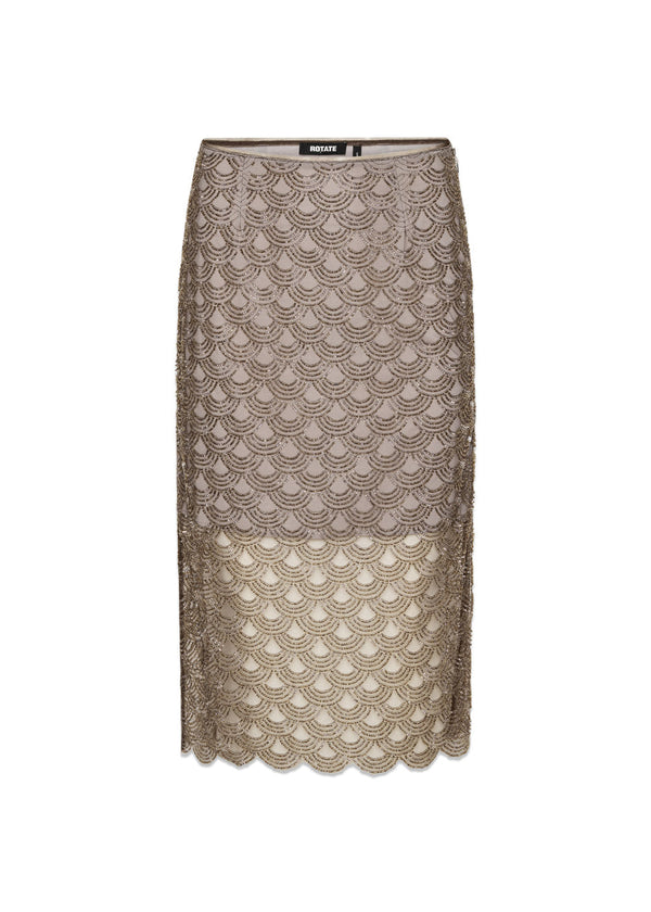 SCALLOP SEQUIN MIDI SKIRT - Gull Grey-Skirts-Rotate-Butler Loftet