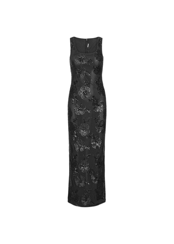 SEQUINS FITTED MAXI DRESS - Black-Dress-Rotate-Butler Loftet