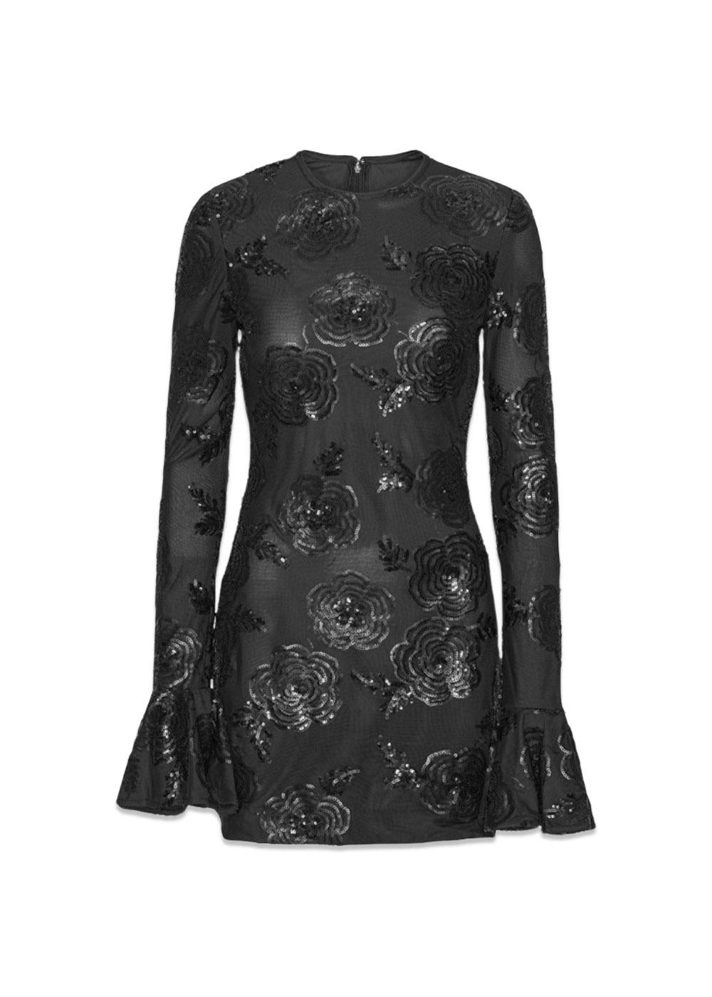 SEQUINS LS MINI DRESS - Black-Dress-Rotate-Butler Loftet