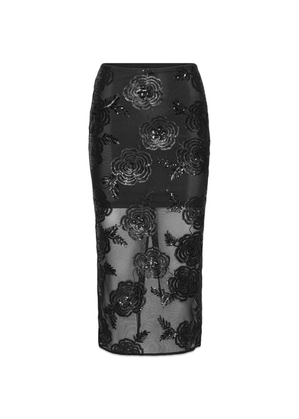 SEQUINS MIDI SKIRT - Black-Skirts-Rotate-Butler Loftet