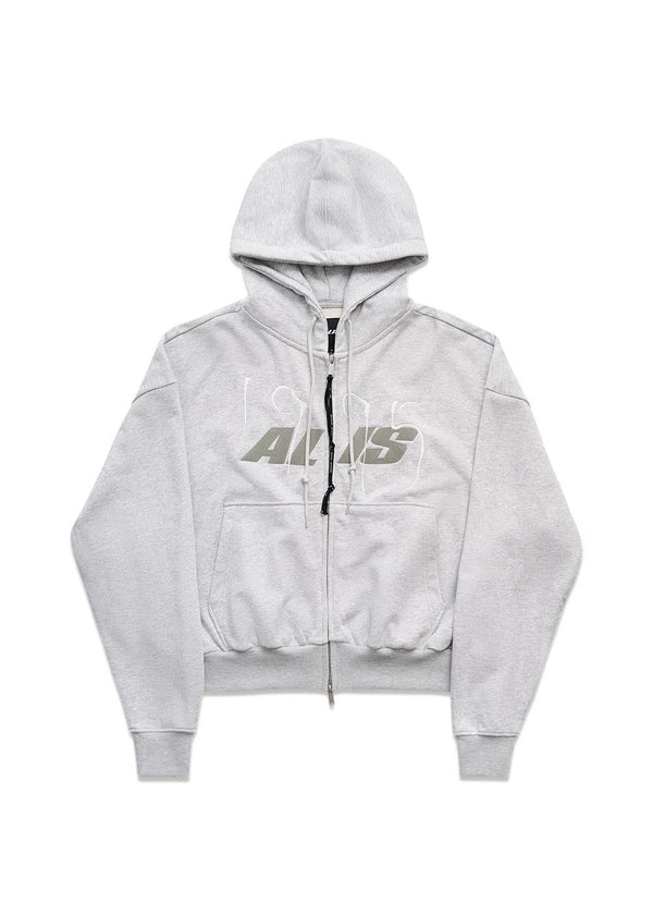 SHEN CROPPED HOODIE W/ ZIPPER - Grey Melange-Hoodies-ALIS-Butler Loftet