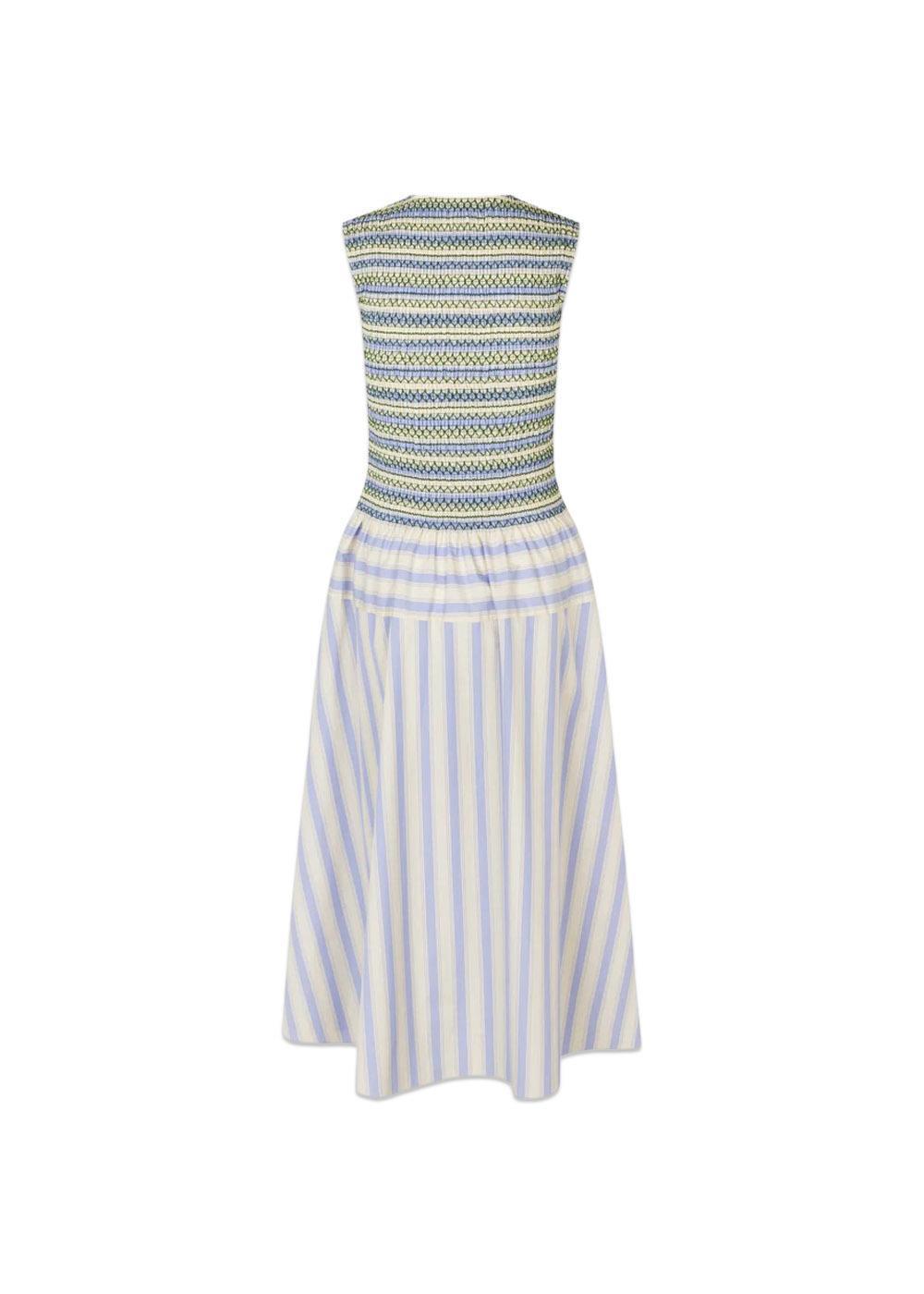 SMOCKED GATHERED TANK DRESS - Pastel Stripes-Dress-Stine Goya-Butler Loftet