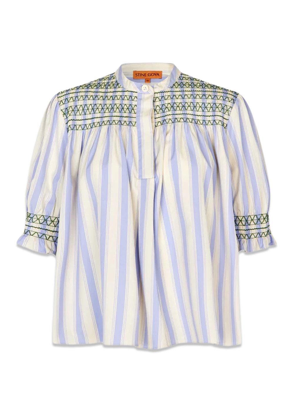 SMOCKED GATHERED TOP - Pastel Stripes-Blouses-Stine Goya-Butler Loftet