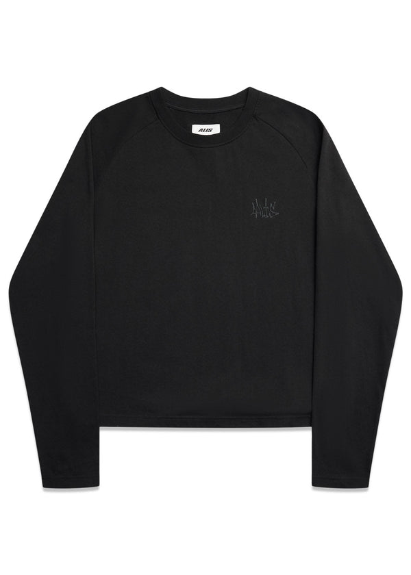 SOL LONG SLEEVE W. EMBROIDERED LOGO - Solid Black-T-shirts-ALIS-Butler Loftet