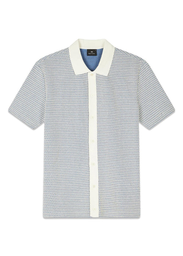 SS Polo Shirt Button Front - Blue-Knitwear-Paul Smith - PS-Butler Loftet