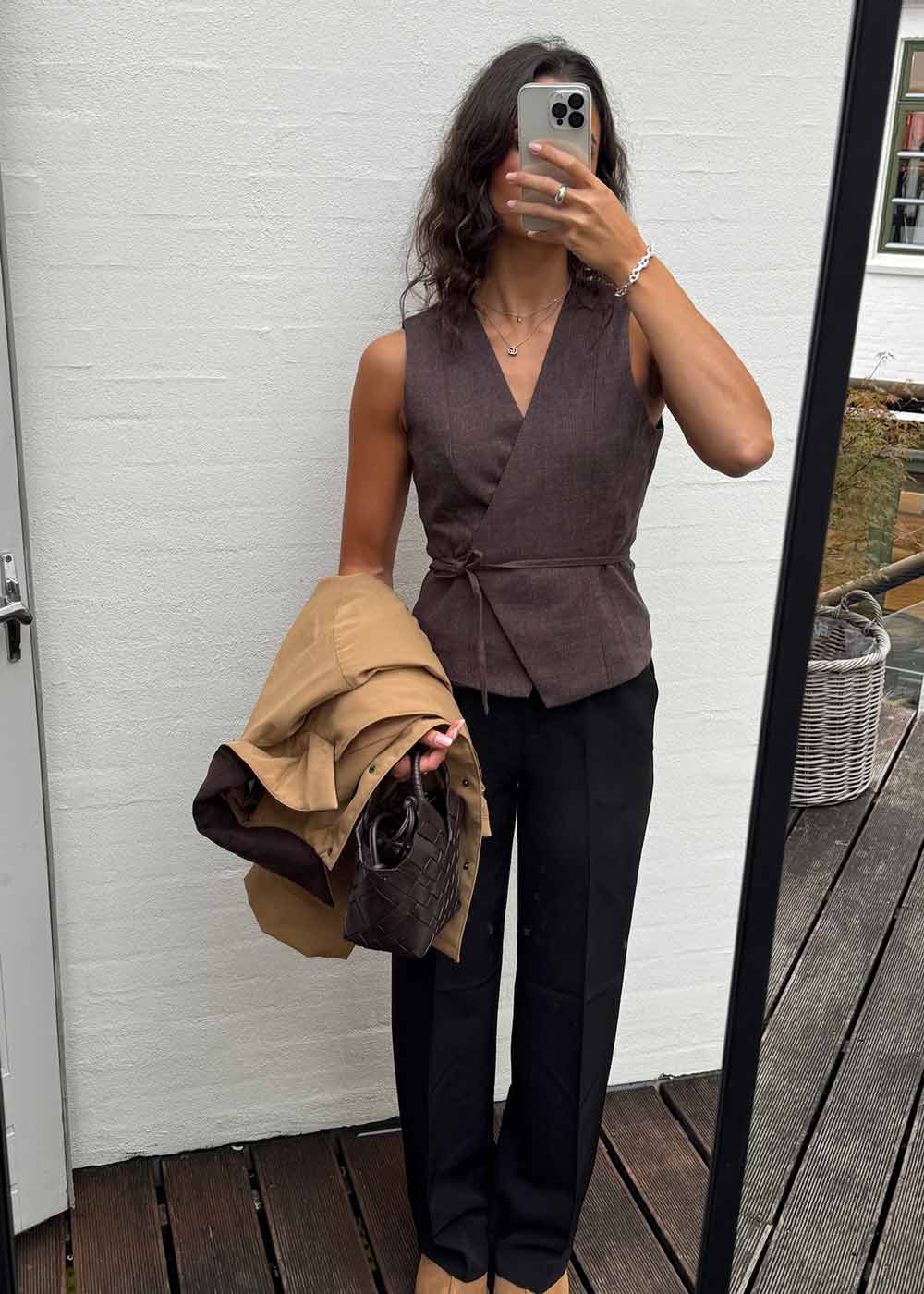 Samara Melange Waistcoat - Brown Melange-Outerwear-Neo Noir-Butler Loftet