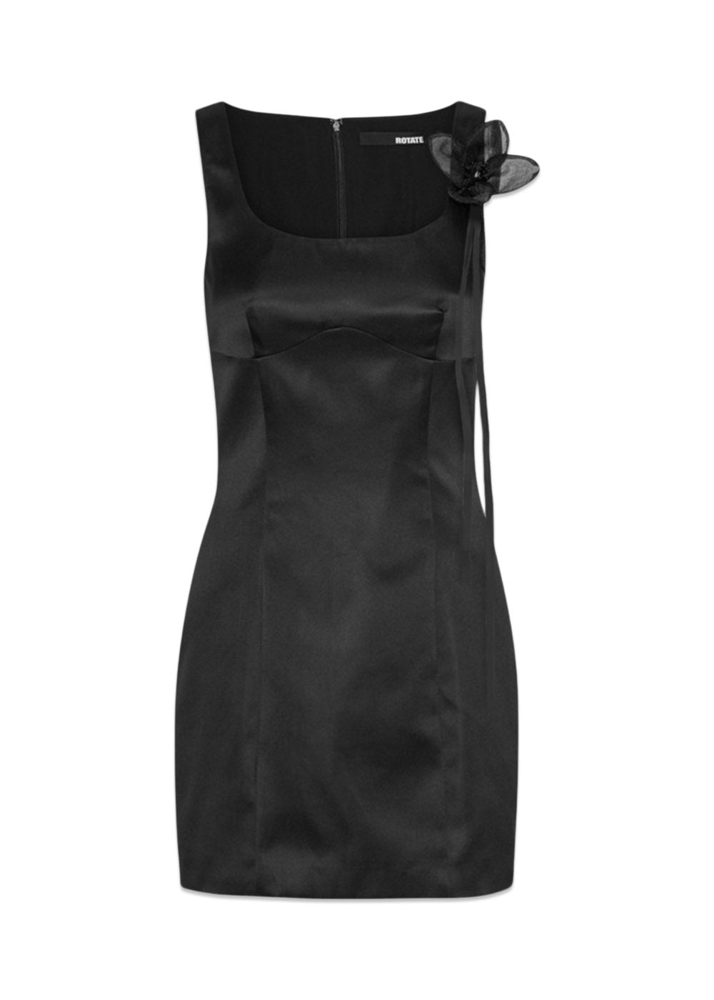 Satin Flower Dress - Black-Dress-Rotate-Butler Loftet