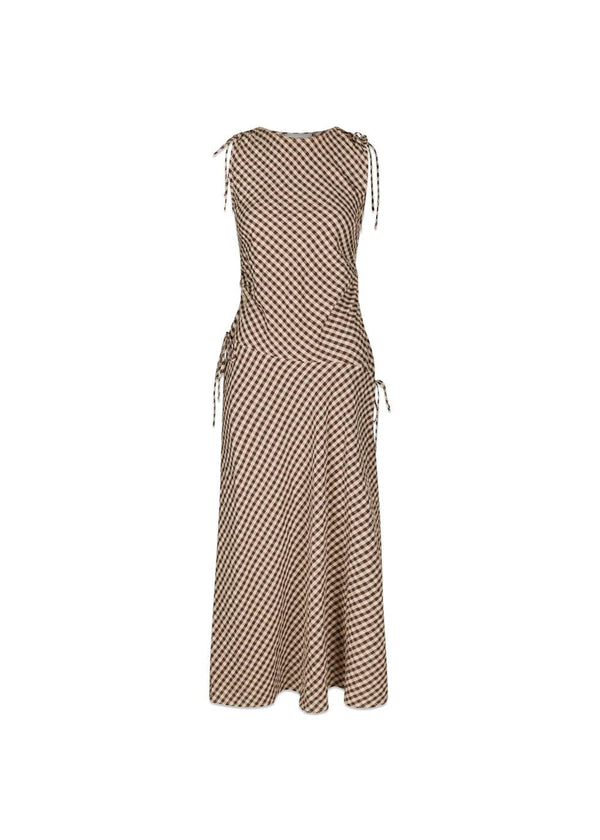 Saxton Check Dress - Brown-Dress-Neo Noir-Butler Loftet