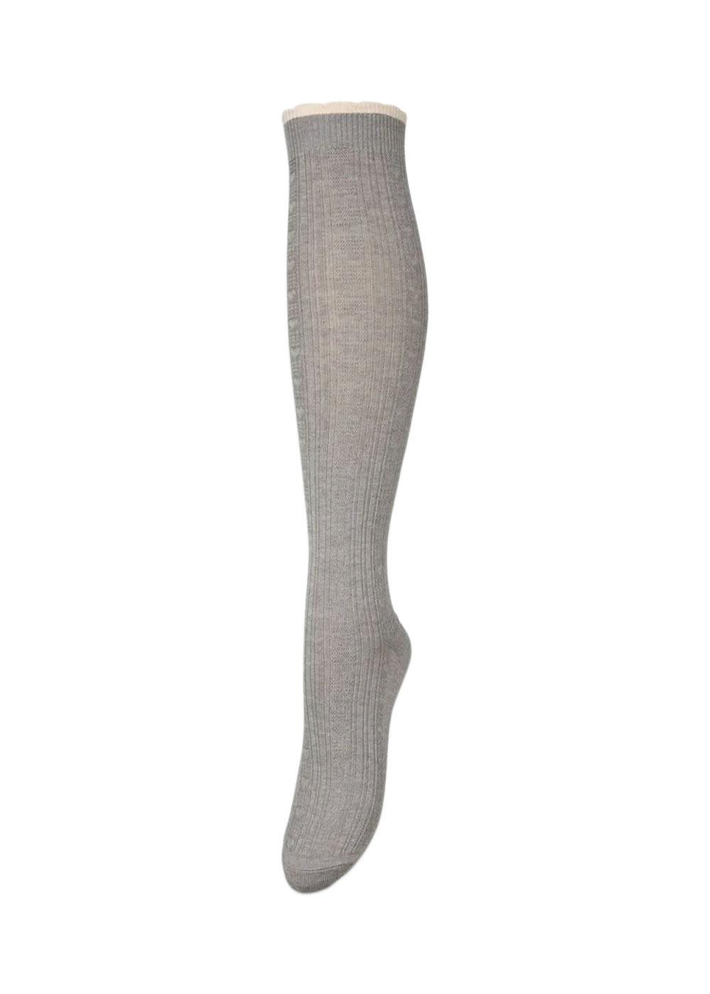 Scallop Knee Sock - Grey Melange-Socks/stockings-BeckSöndergaard-Butler Loftet