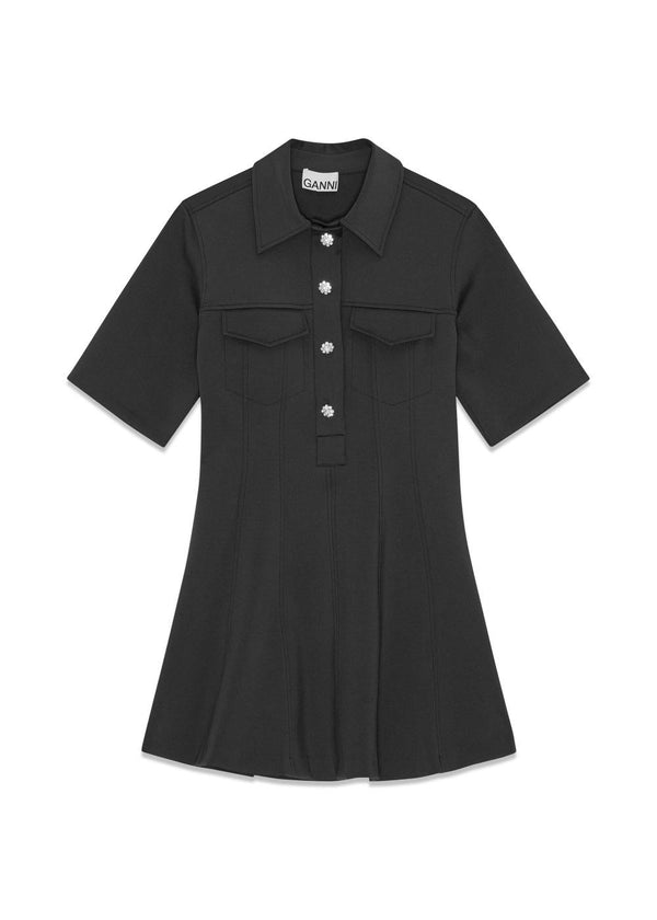 Scuba Neoprene Fitted Mini Dress - Phantom-Dress-Ganni-Butler Loftet