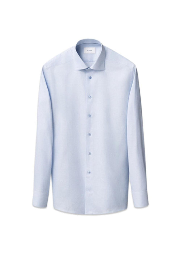 Semi Solid Signature Twill Shirt - Blue-Shirts-Eton-Butler Loftet