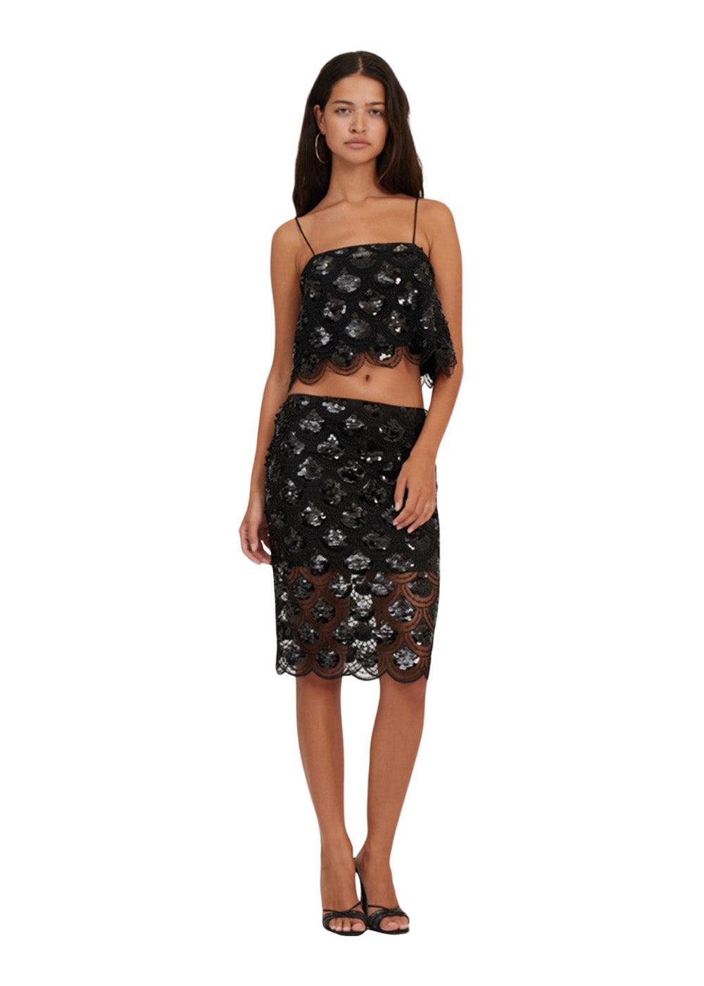 Sequins Pencil Skirt - Black-Skirts-Rotate-Butler Loftet