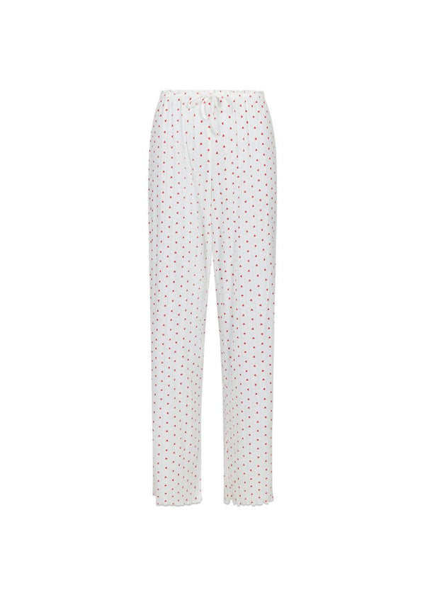 Serafina Pointelle Heart Pants - White
