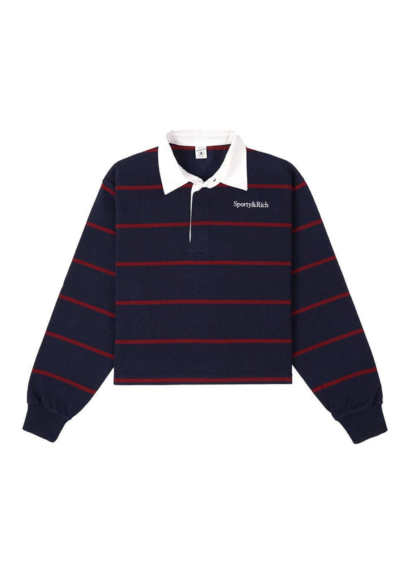 Serif Logo Rugby Polo - Dark Navy/White/Merlot-Blouses-Sporty & Rich-Butler Loftet
