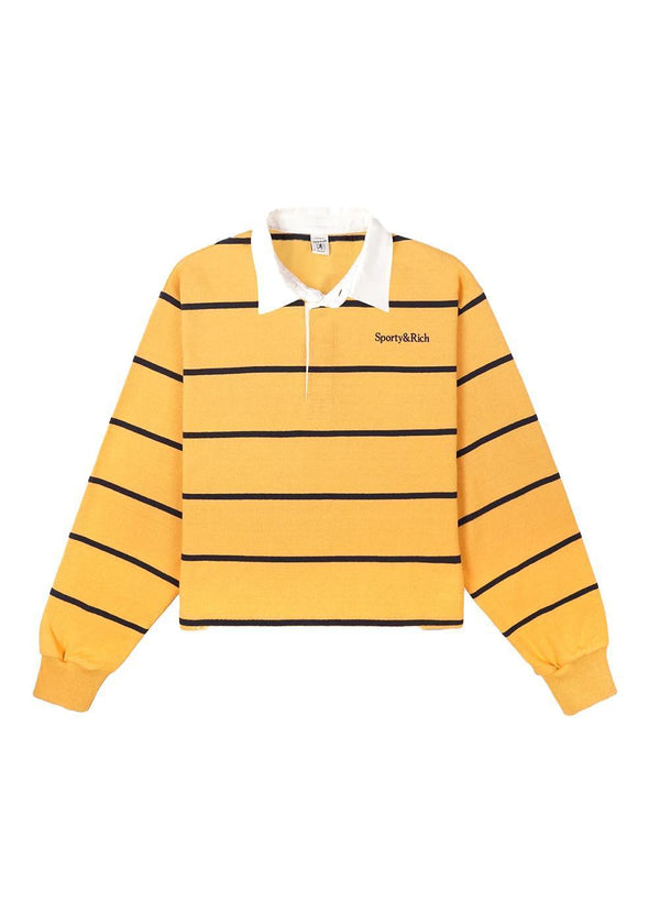 Serif Logo Rugby Polo - Faded Gold/White/Dark Navy-Blouses-Sporty & Rich-Butler Loftet