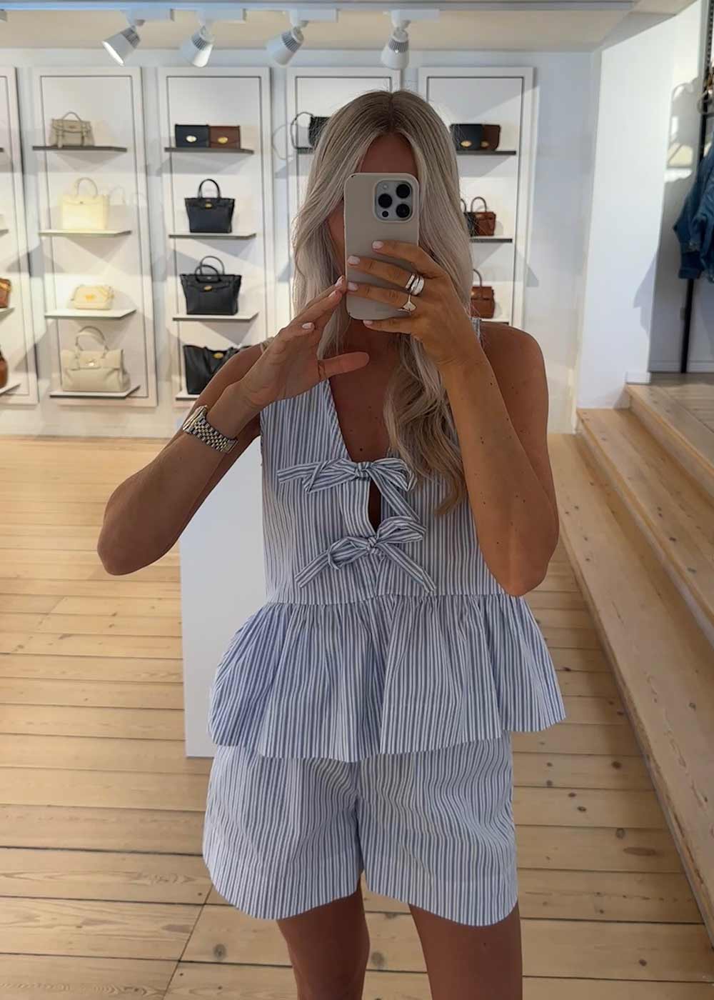 Shady Stripe Shorts - Light Blue-Shorts-Neo Noir-Butler Loftet