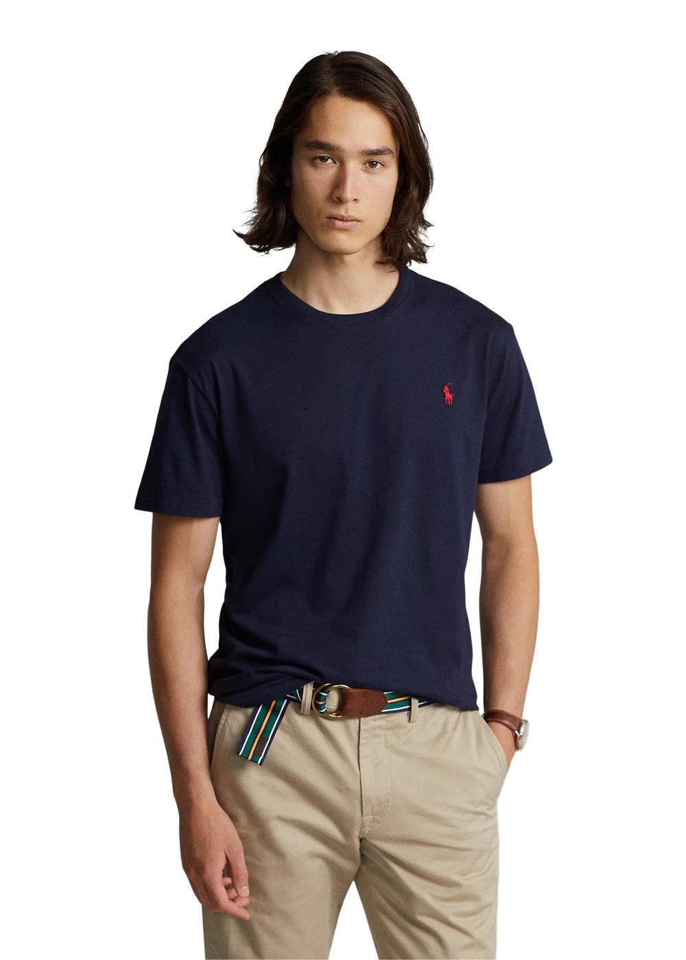 Short Sleeve Custom Slim Fit T-Shirt - Blue-T-shirts-Ralph Lauren-Butler Loftet